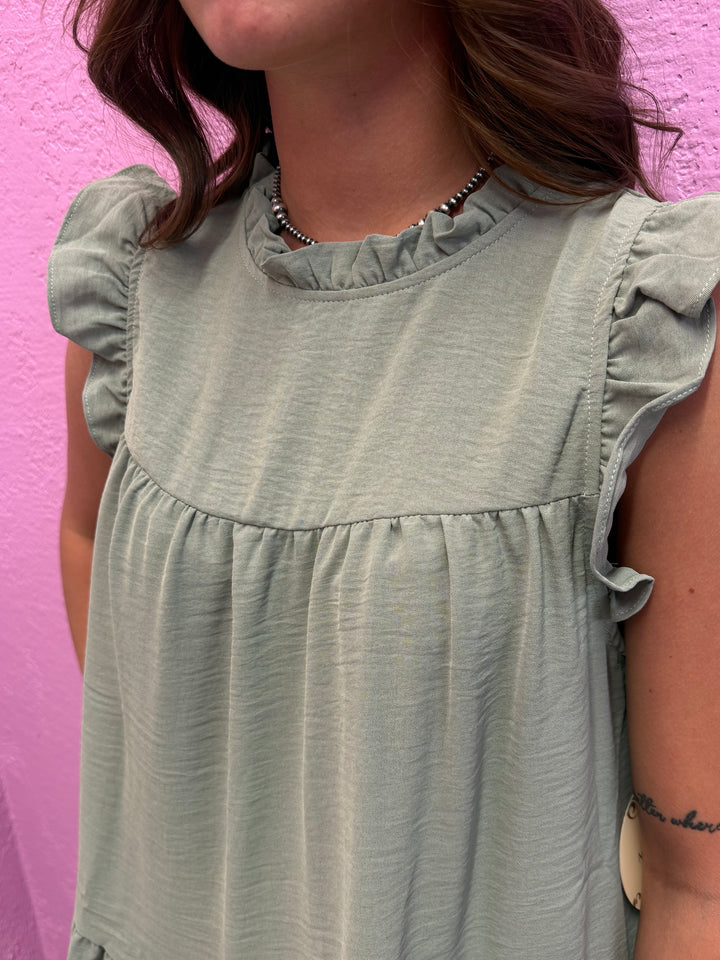 Tiered Short Sleeve Ruffle Babydoll Top- 2 Colors