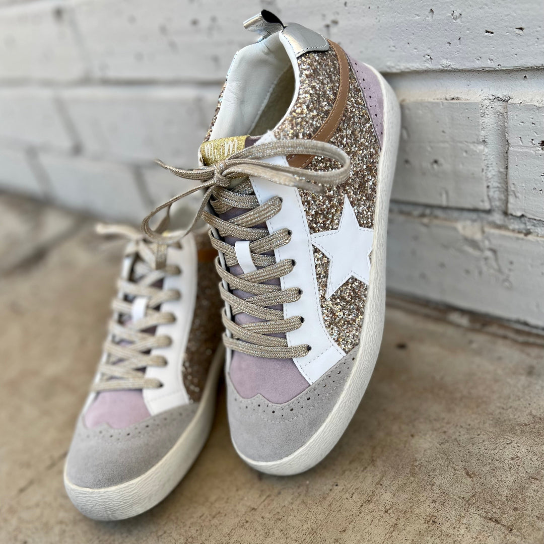 Oxford Lilacs & Gold Sneakers | gussieduponline