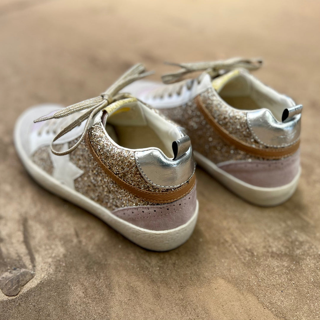 Oxford Lilacs & Gold Sneakers | gussieduponline