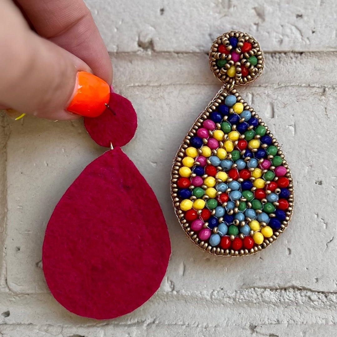 Seed Bead Tear Earrings- 4 Colors | gussieduponline