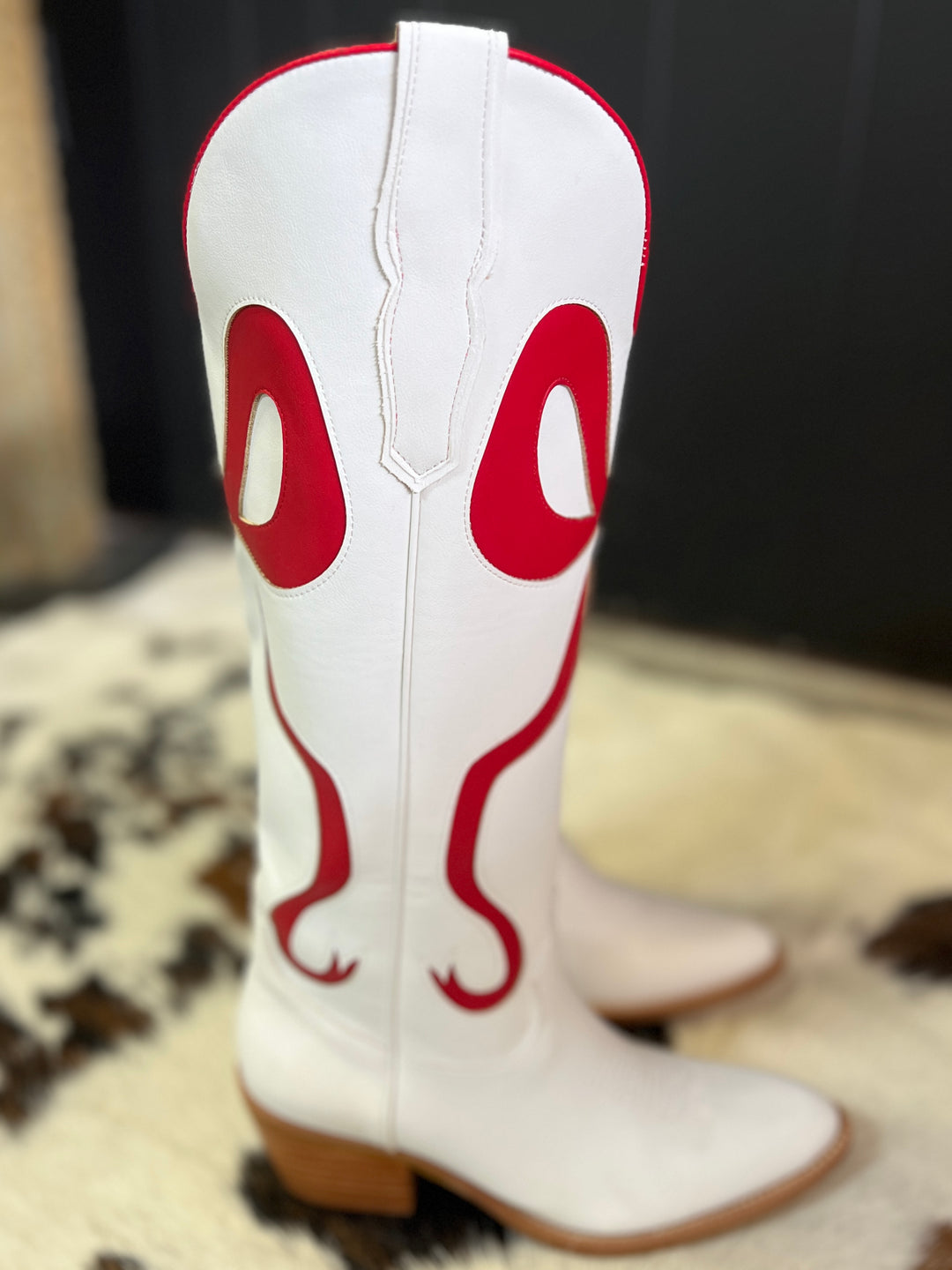 White and Red Bow Boots