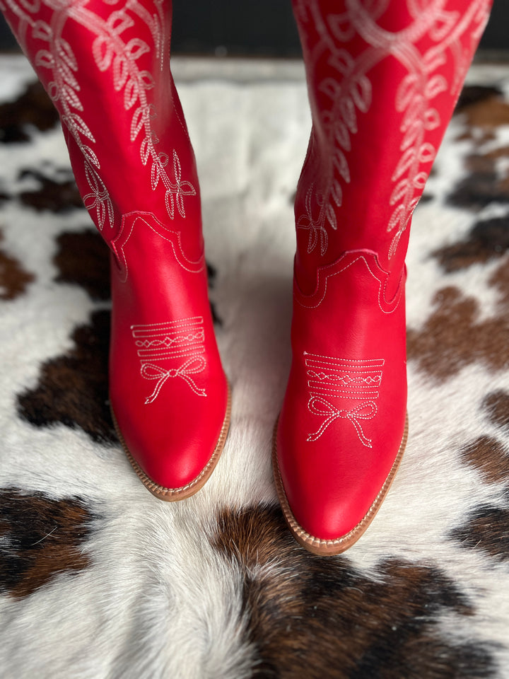 Stella Red Bow Toe Boots