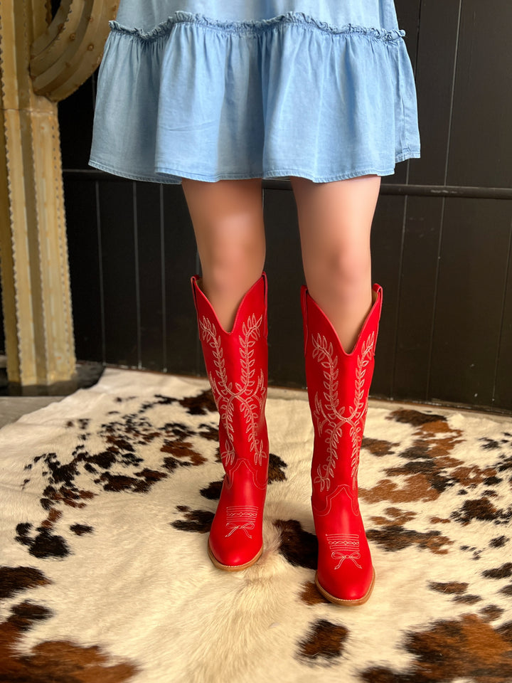 Stella Red Bow Toe Boots
