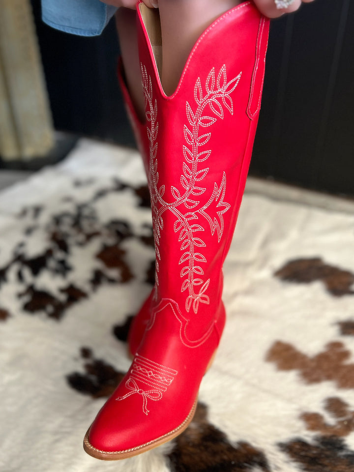Stella Red Bow Toe Boots