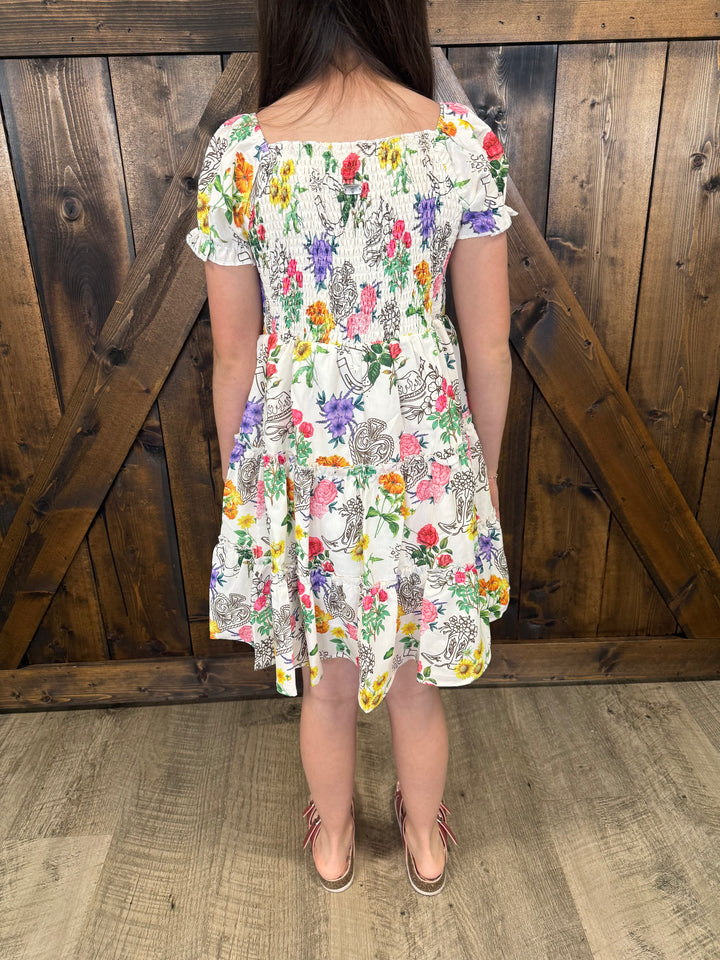 KIDS L&B Floral Ruffled Dress