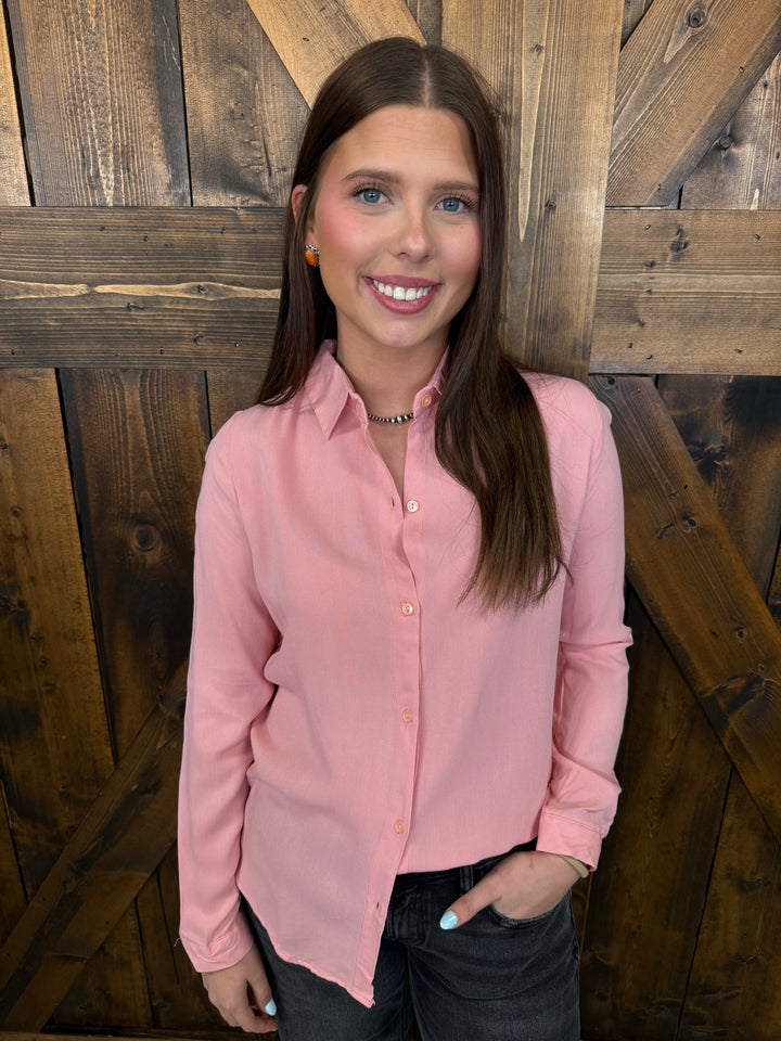 Polo Bonetta Solid Color Long Sleeve Button Up Blouse- 3 Colors*