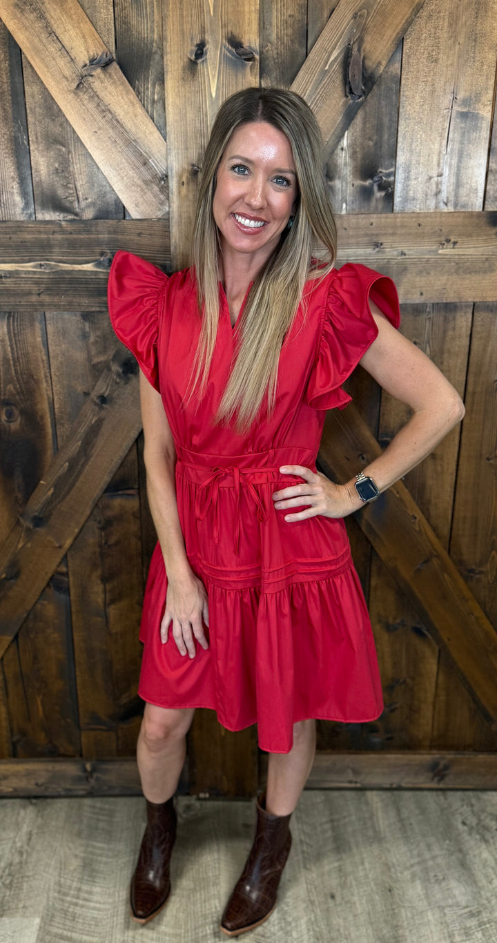 L&B Short Sleeve Ruffle Dress - 2 Colors