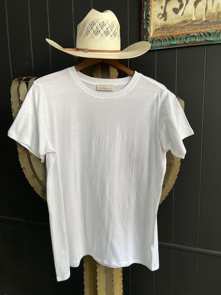 Zenana Cotton Boyfriend Round Neck Basic Tee