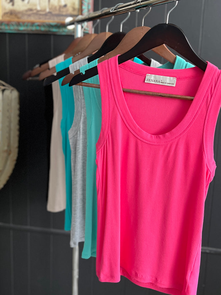 Zenana Ribbed Scoop Neck Tank Top