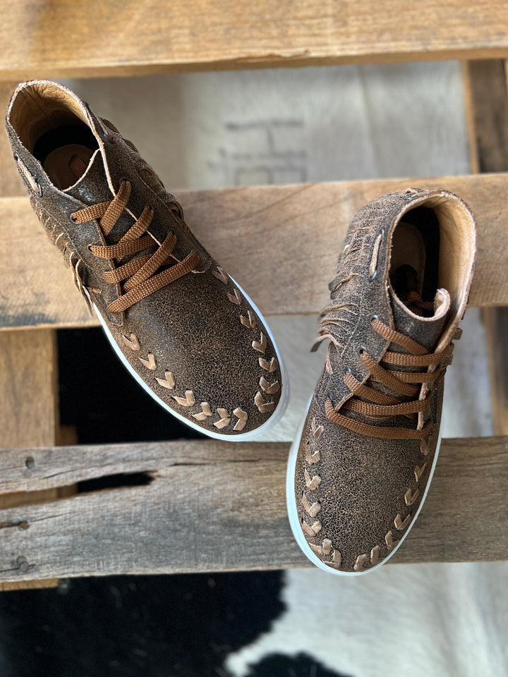 Agave Sky Leather Sneaker with Fringe