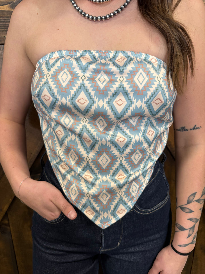 L&B Multi Aztec Strapless Bandana Corset Top