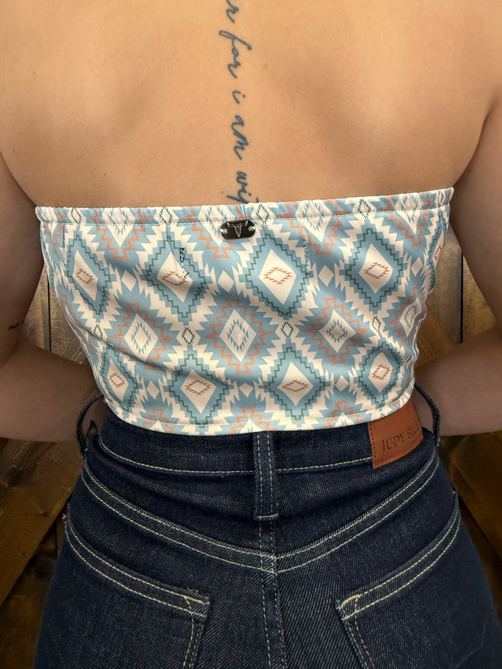 L&B Multi Aztec Strapless Bandana Corset Top