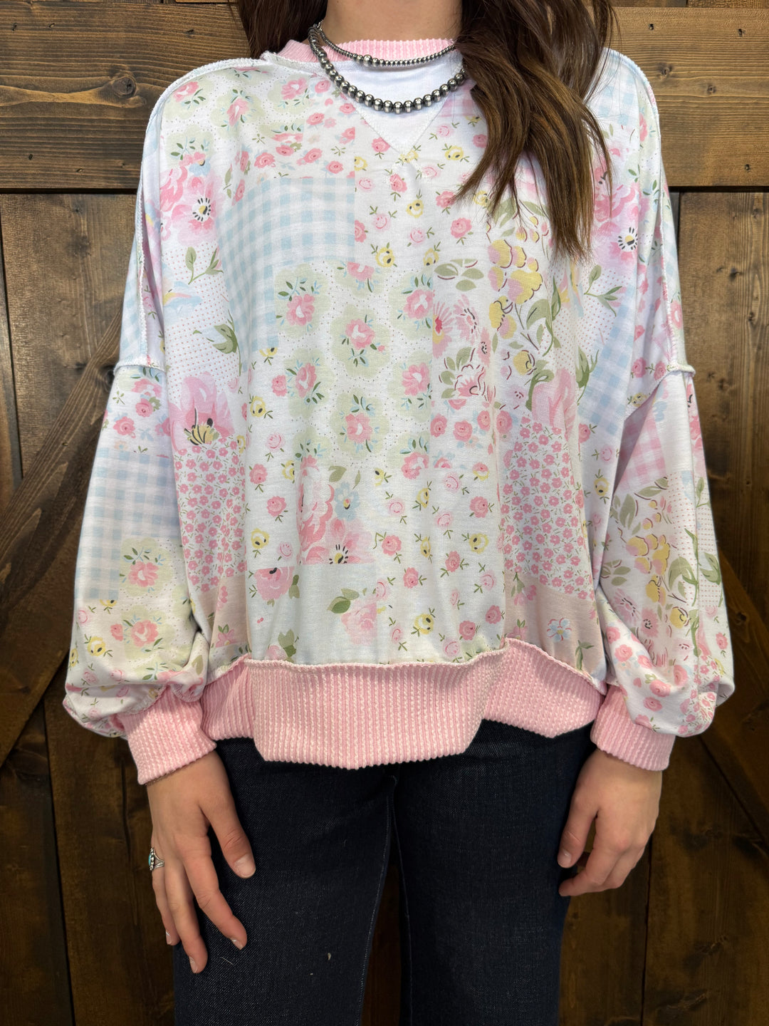 Haptics Crew Neck Drop Shoulder Floral Top- 2 Colors