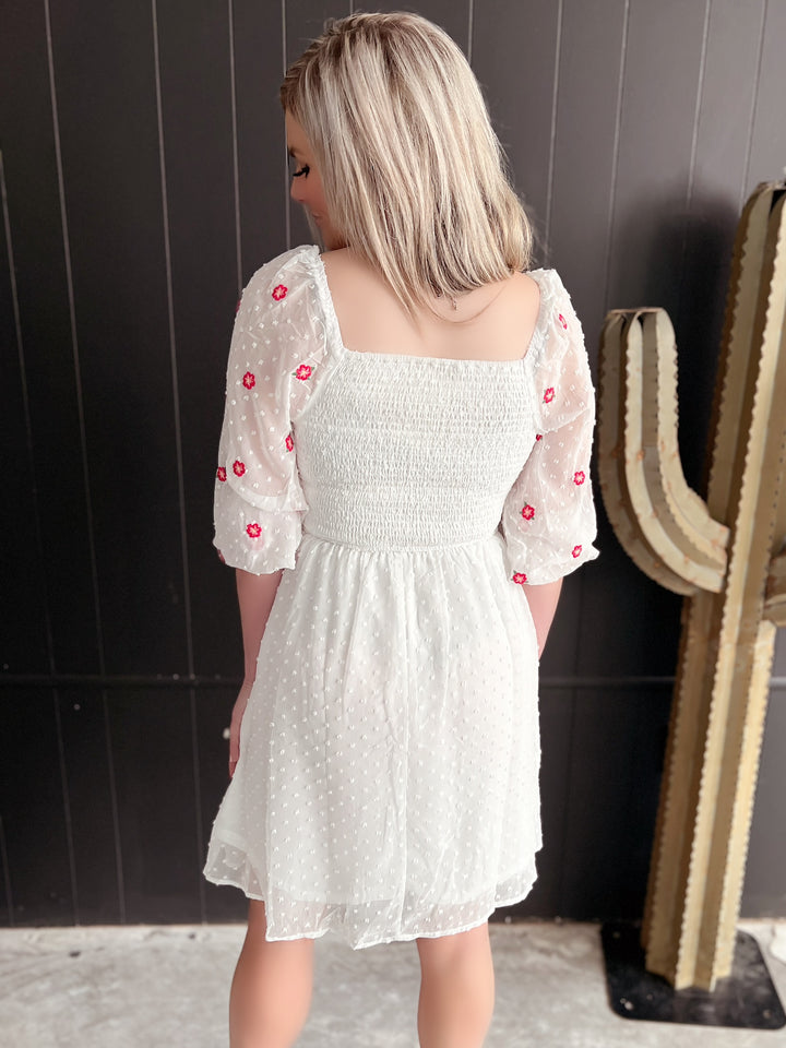 Ivory Floral Embroidered Dress