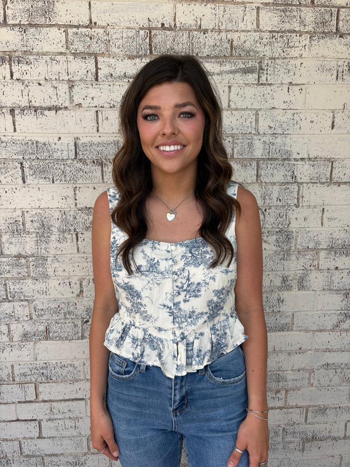 Ivory Garden Square Neck Crop Tank*