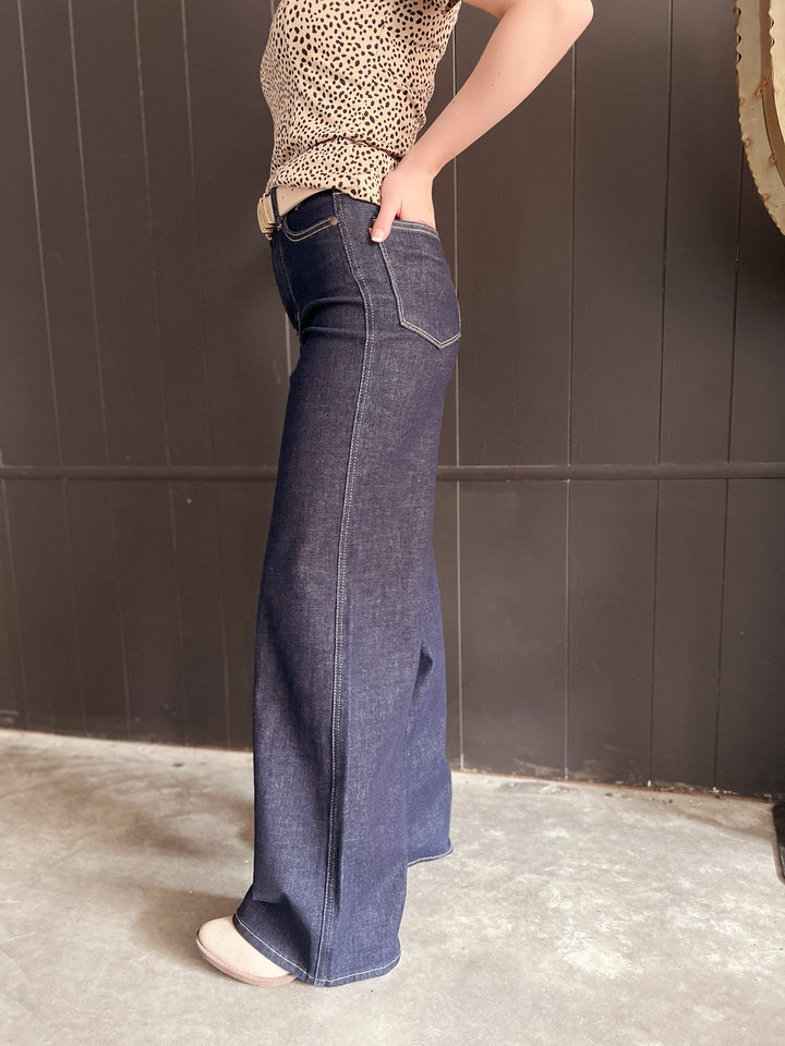 Judy Blue High Rise Dark Wash Wide Leg Jeans