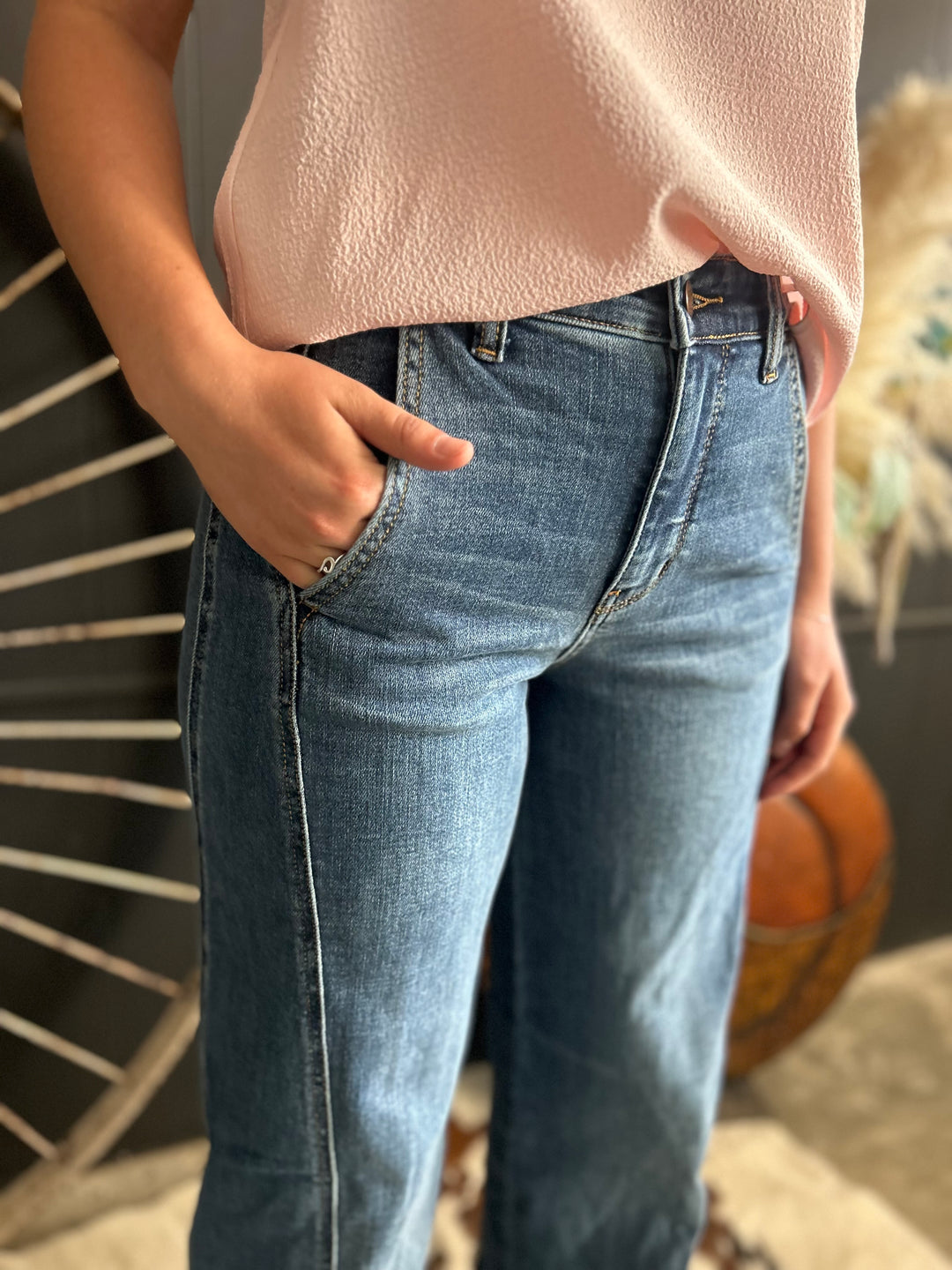 Judy Blue High Rise Medium Wash Wide Leg Trouser*