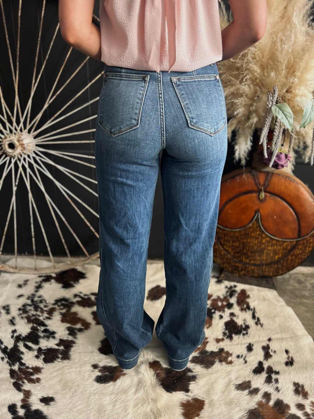 Judy Blue High Rise Medium Wash Wide Leg Trouser*