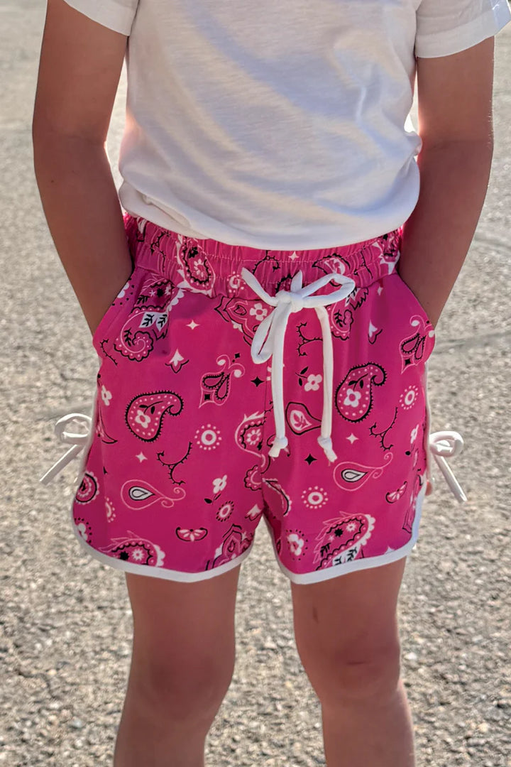 KIDS Bandana Babe Hot Pink Shorts