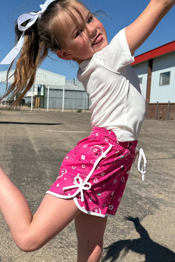 KIDS Bandana Babe Hot Pink Shorts
