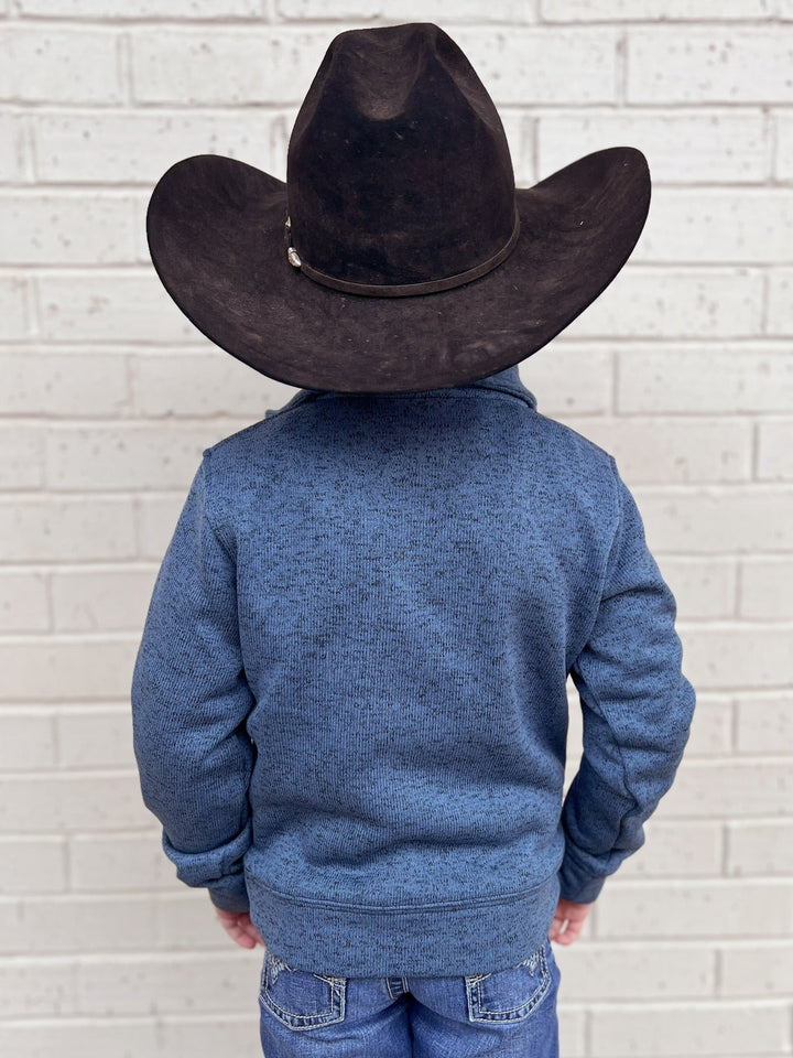 Kids Cowboy Hardware Blue Quarter Zip Pullover | gussieduponline