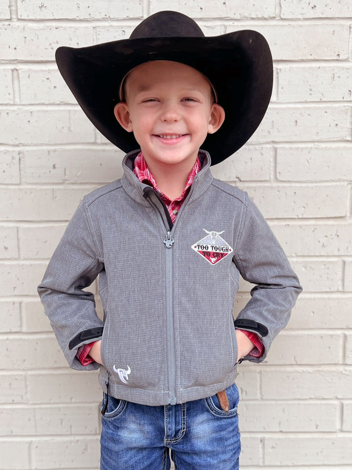 Kids Cowboy Hardware Grey Too Tough To Cry Jacket | gussieduponline