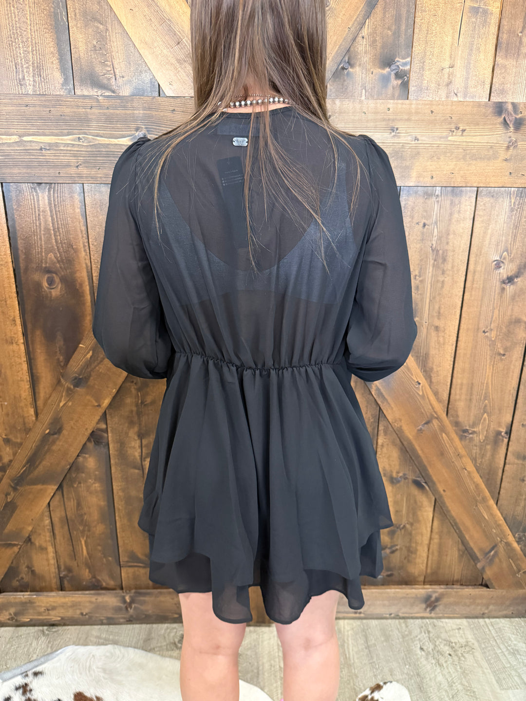 L&B Black Flowy Layered Ruffle Dress