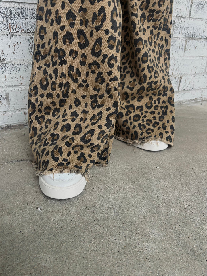 L&B Brown Leopard Denim High Rise Flare Jeans*