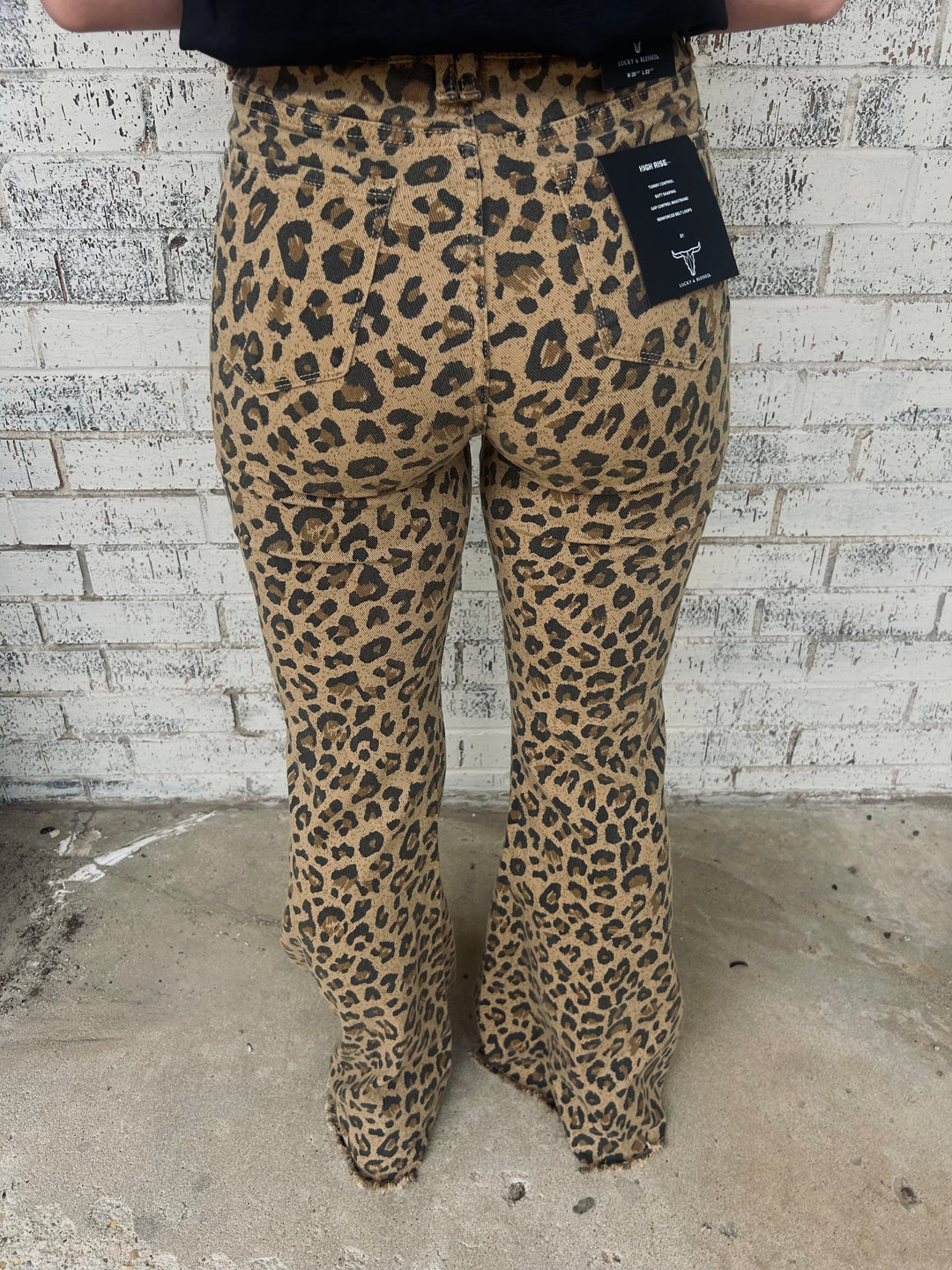 L&B Brown Leopard Denim High Rise Flare Jeans*