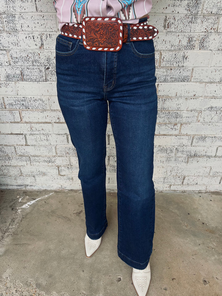 L&B Dark Wash High Rise Slim Trouser Jeans