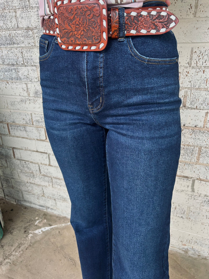 L&B Dark Wash High Rise Slim Trouser Jeans