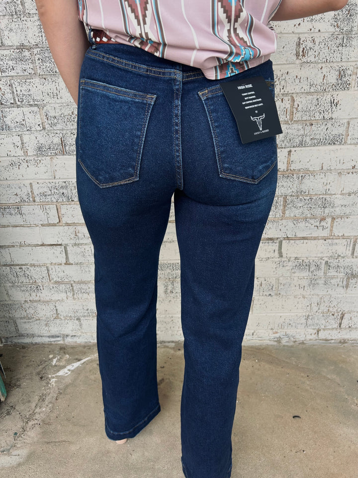 L&B Dark Wash High Rise Slim Trouser Jeans