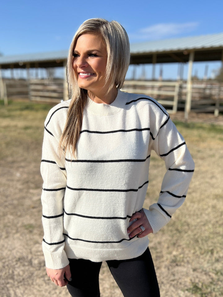 Loose Fit Stripe Sweater Top | gussieduponline