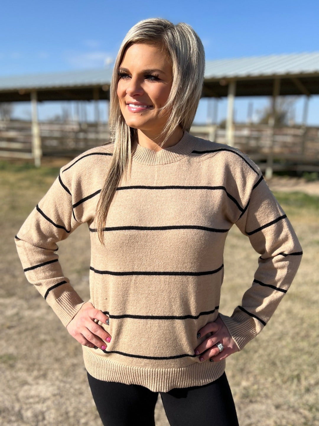 Loose Fit Stripe Sweater Top | gussieduponline