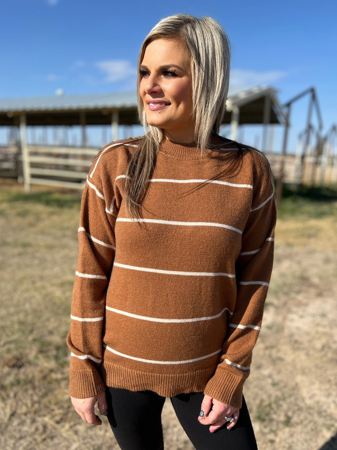 Loose Fit Stripe Sweater Top | gussieduponline