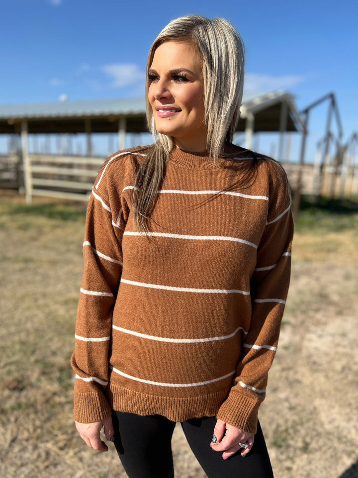 Loose Fit Stripe Sweater Top | gussieduponline