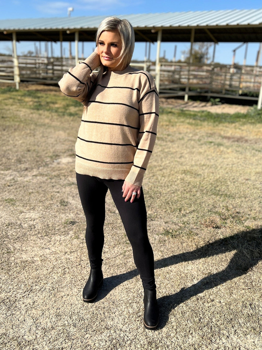 Loose Fit Stripe Sweater Top | gussieduponline
