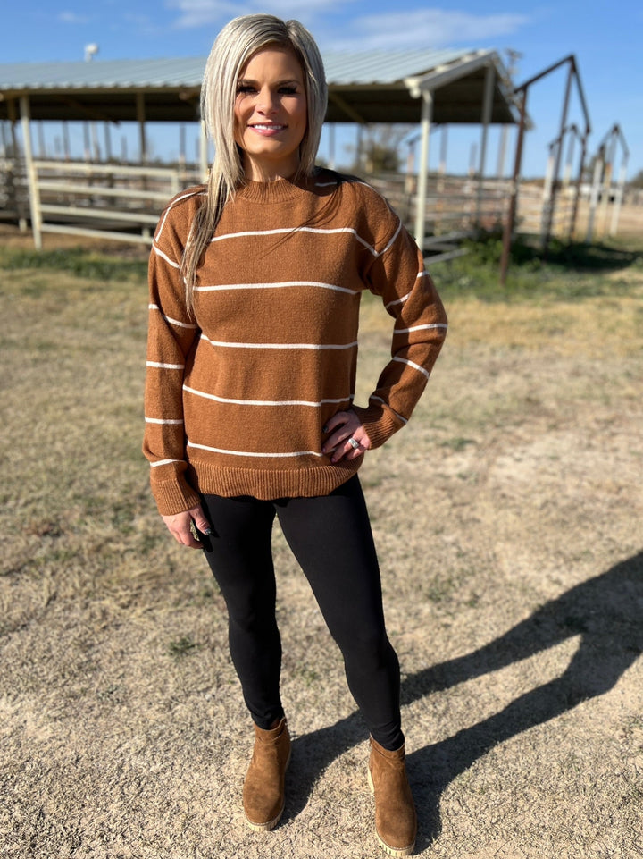 Loose Fit Stripe Sweater Top | gussieduponline