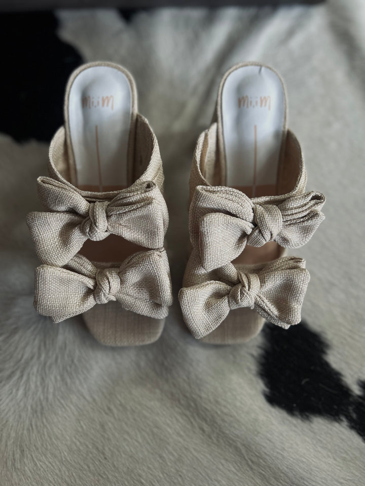 Lucy Beige Double Bow Heels*
