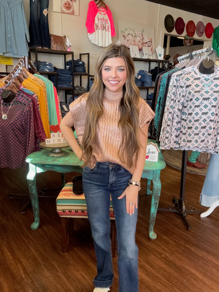 Metallic Foil Sweater Top- 3 Colors*