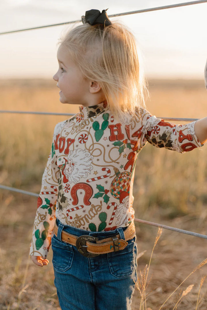 KIDS Howdy Santa Mesh Top