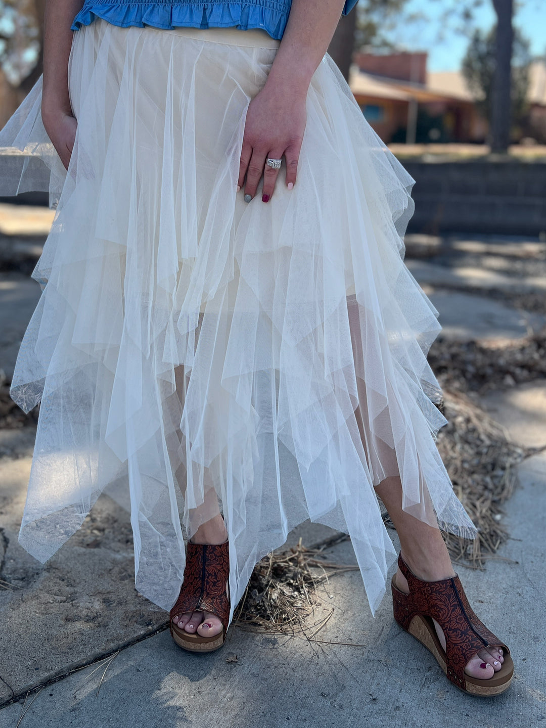 Origami Beige Tulle Skirt*