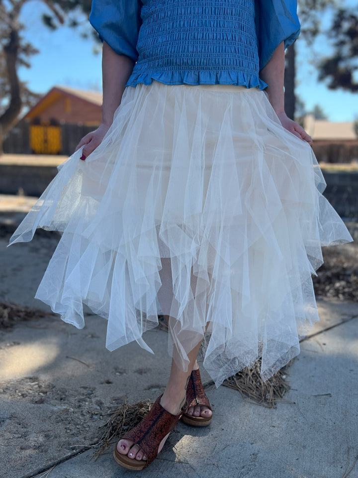Origami Beige Tulle Skirt*