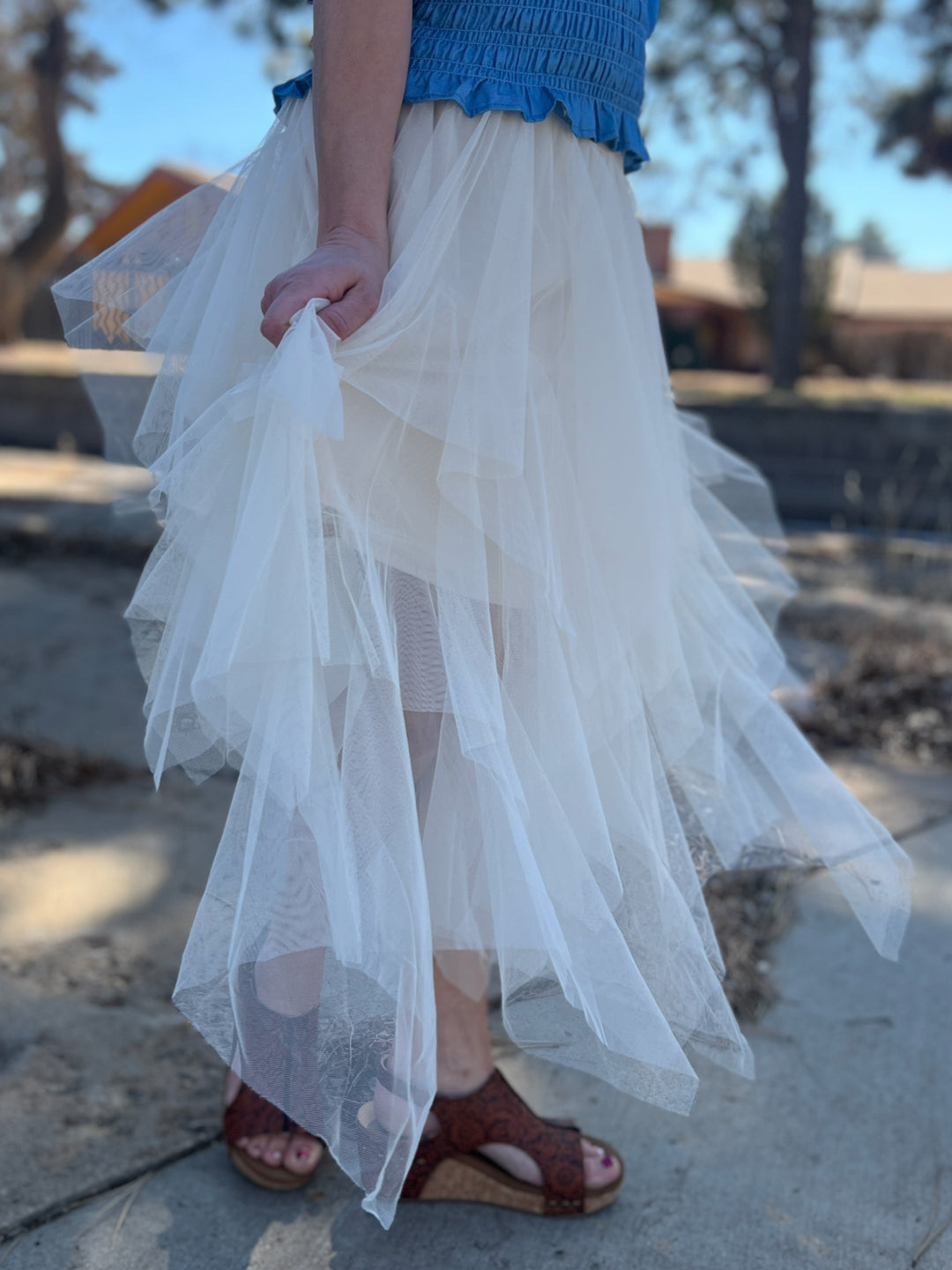 Origami Beige Tulle Skirt*