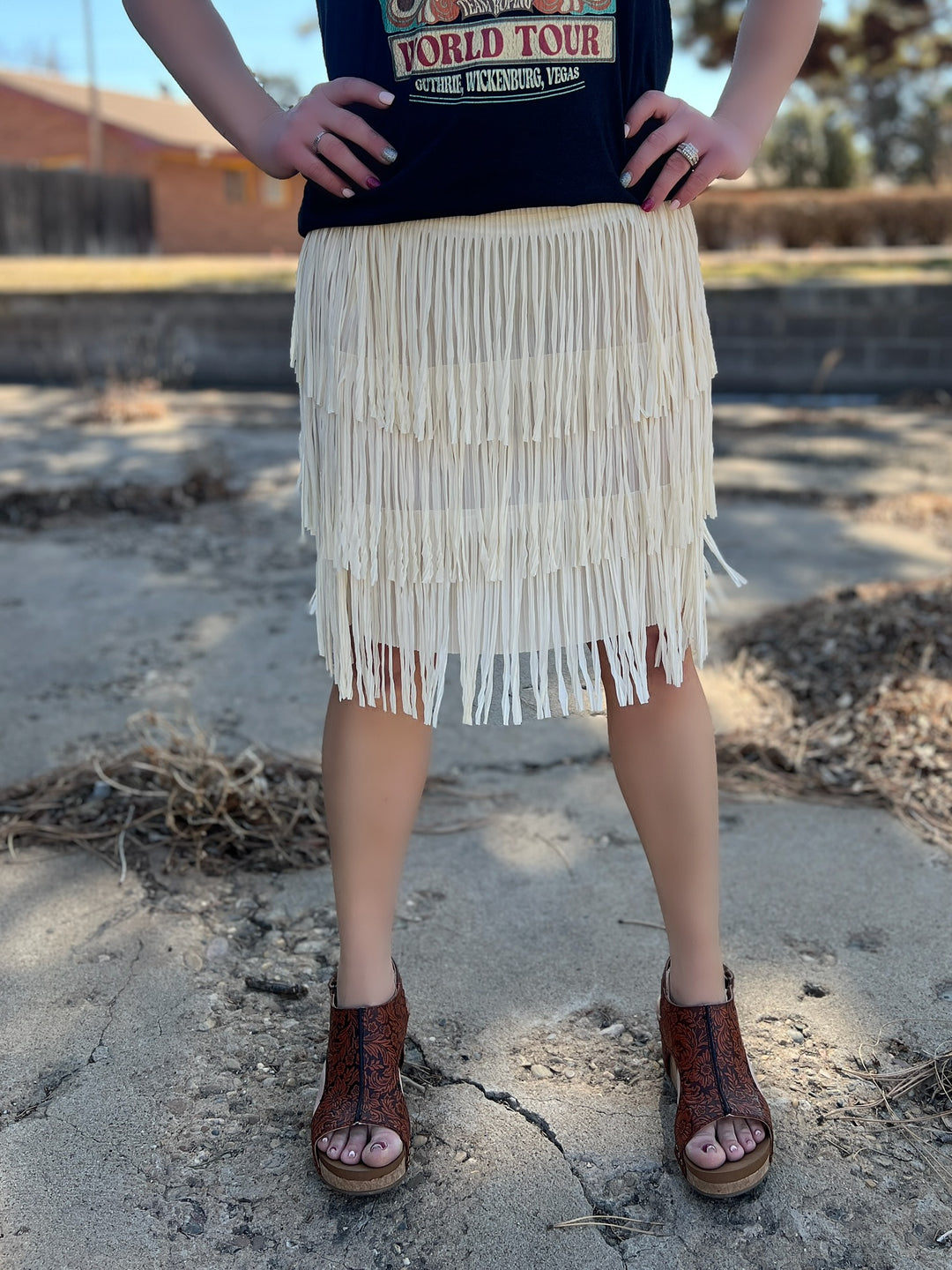 Origami Fringe Lightweight Skirt - 2 Colors*