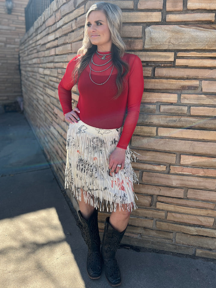Origami Rock N Roll Lightweight Fringe Skirt*