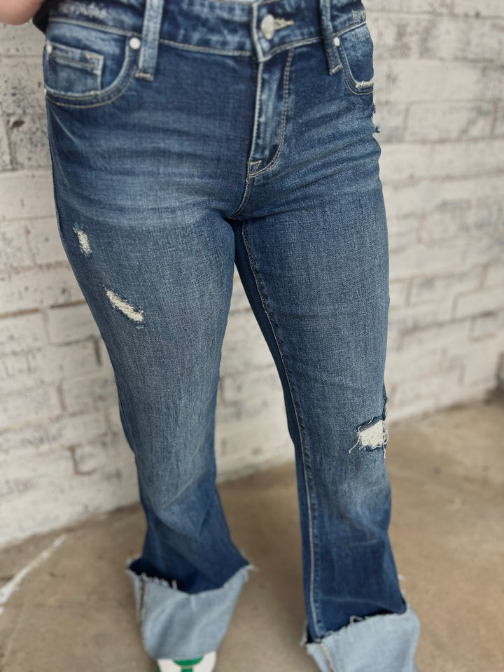 Petra Mid Rise Relaxed Flare w/ Cuffed Hem*