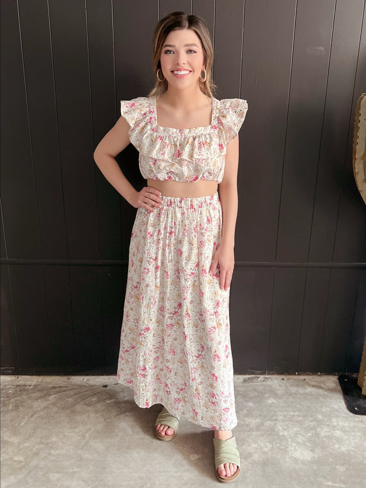 Poshly Elegant Floral Cut Out Top*