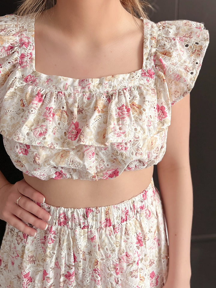 Poshly Elegant Floral Cut Out Top*