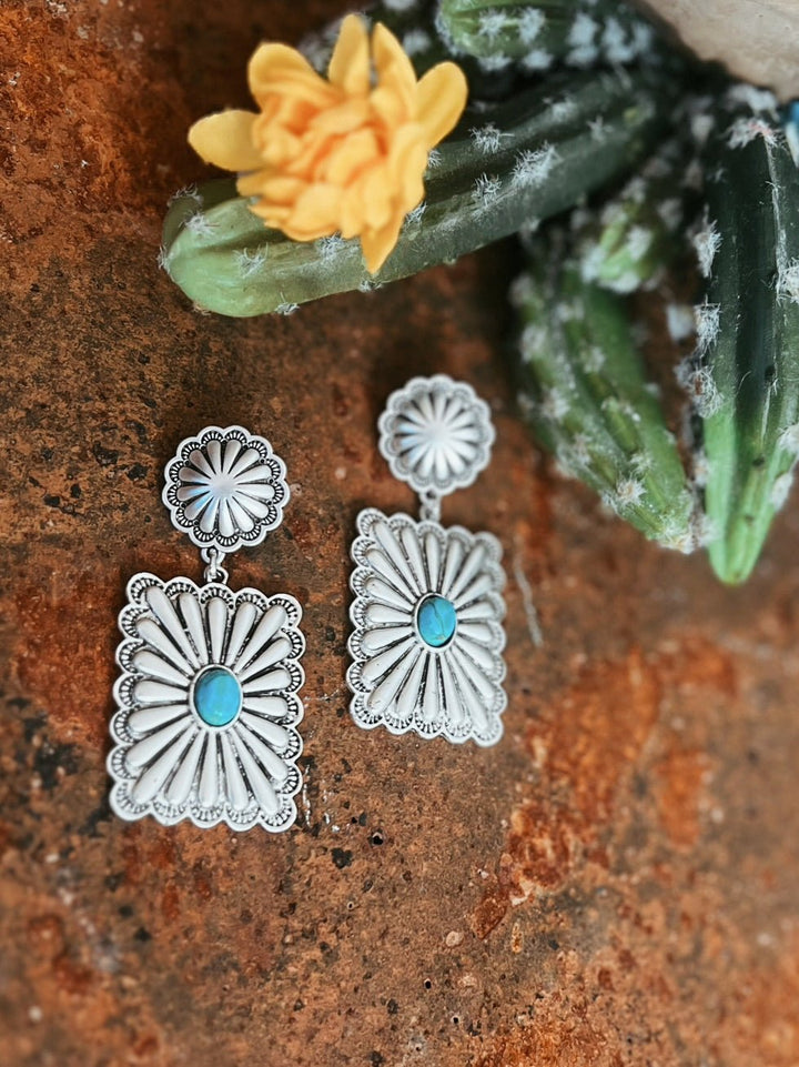 Rectangle Turquoise Post Earrings | gussieduponline